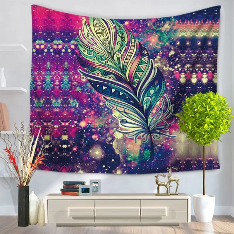 

AXYE Bohemian Colorful Feather Tapestry Boho Beach Throw Dorm Room Wall Hangings Decorative Bedspreads
