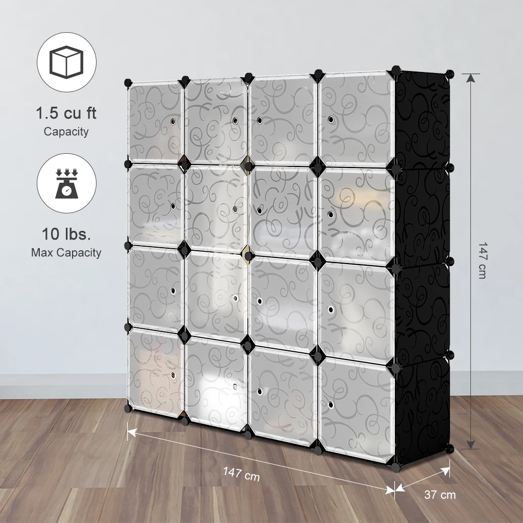 LANGRIA 16 Cube DIY модульный органайзер для хранения стеллажи шкаф черный и белый