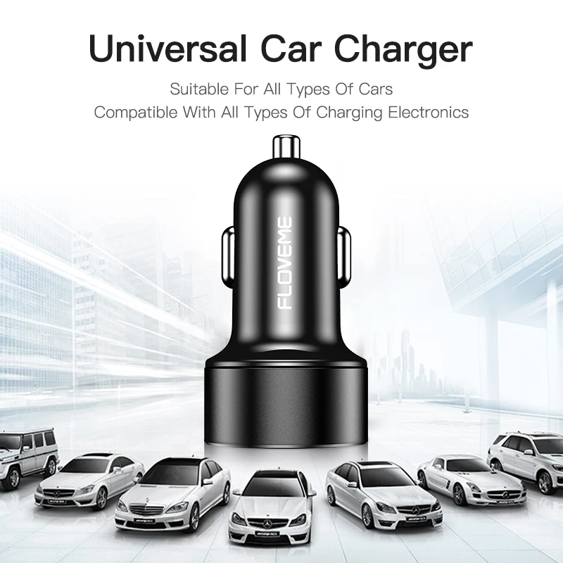 

FLOVEME Quick Charge 3.0 Car Charger 18W QC3.0 Dual USB Car Charger for iPhone Cigarette Lighter Fast Car Phone Charger Adapter