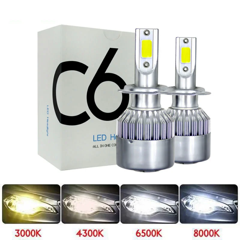 

2Pcs LED H3 H1 H7 H4 H11 HB4 H8 HB3 H27 9005 9006 H9 881 Car Headlight Bulbs 72W 8000LM Led Fog Light 6500K car-styling DC12V