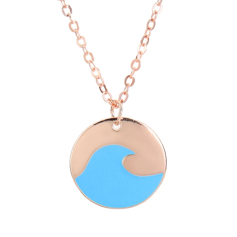 Модный женский длинный чокер с морскими синими волнами ожерелье Cahin простое