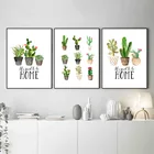 Скандинавские свежие растения, цитата, картина С КАКТУСОМ, Настенный декор, горшечные растения, настенная Картина на холсте HD2901