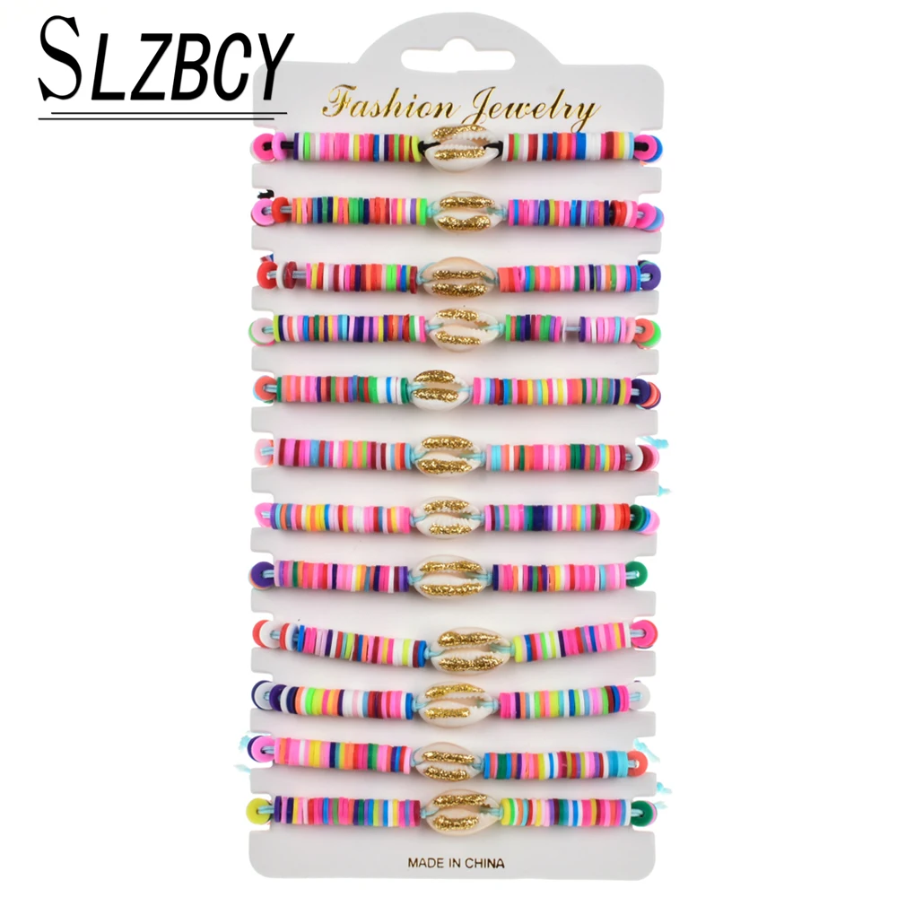 Набор женских плетеных браслетов 12 шт./лот из мягкой глины | Украшения и