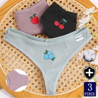 finetoo 3pcsset cotton panties for women ladies sexy fruit thongs breathable t back g string girls intimates lingerie cute m xl