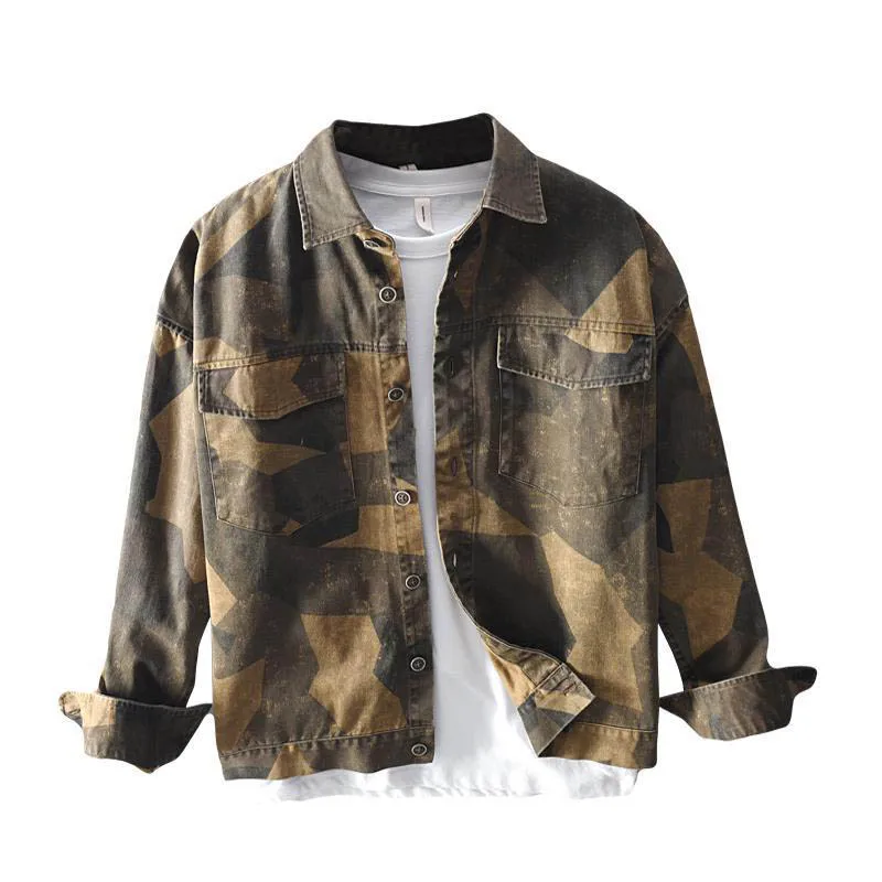 KIOVNO Для мужчин камуфляж Повседневное Джинсовые рубашки одежда с длинным рукавом