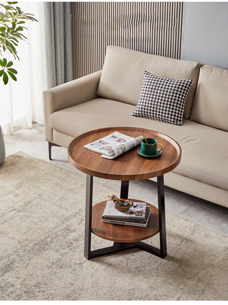 

Coffee Table Double Side Table Small Apartment Living Room Coffee Table Bedroom Sofa Light Luxury Round Small Tea Table