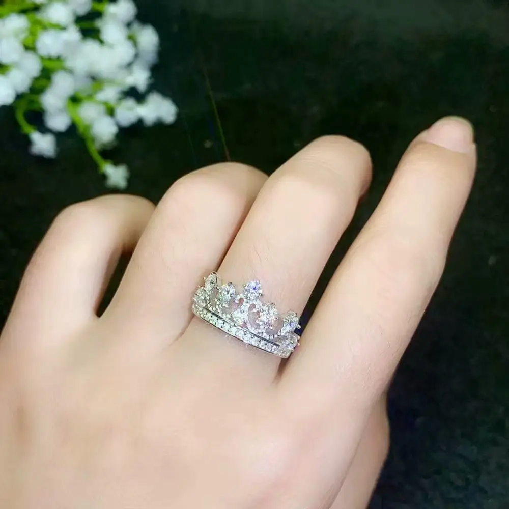 moissanite Crown Ring Queen 925 Silver Diamond Birthday Wedding Gift | Украшения и аксессуары