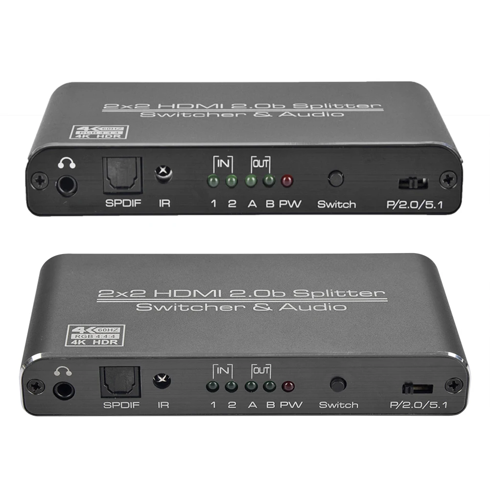 

2x2 HDMI-compatible 2.0 Matrix 4k 60Hz Switch Hot Sale Simple Enduring Matrix Splitter 3D HDCP 2.2 HDR Switcher