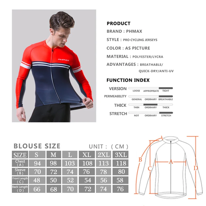 

PHMAX Pro Anti-UV Cycling Jerseys Breathable Long Sleeve Cycling Clothing Autumn MTB Bicycle Sportswear Cycling Shirt For Men