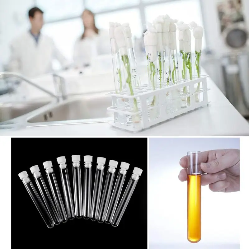 

10 Pcs/Pack 15x100 mm Transparent Plastic Test Tubes Lab Test Tool With Screw Cap