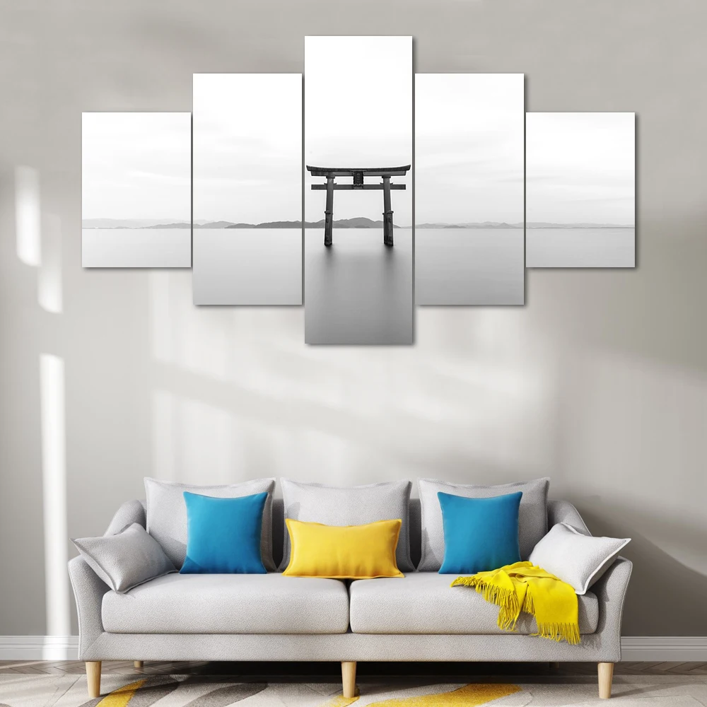 Японский пейзаж живопись декоративные постеры стены искусства черный белый