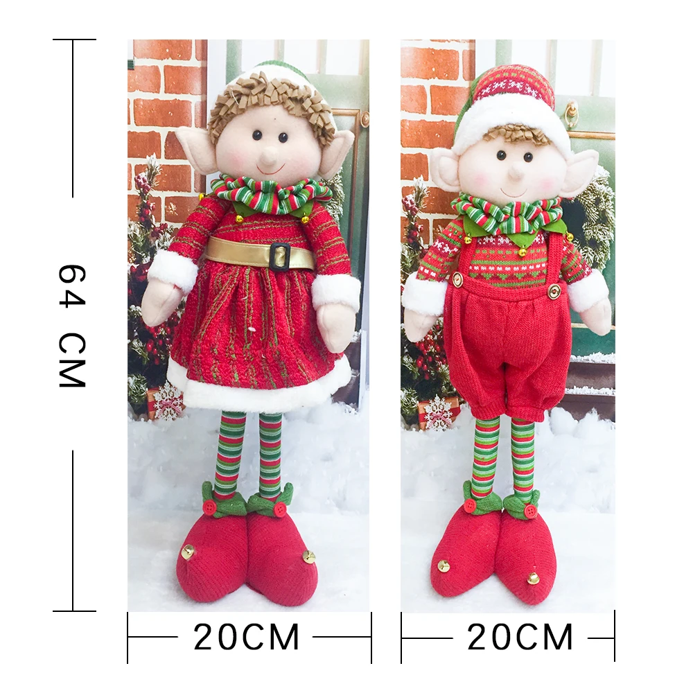 

60cm Christmas Elf Decoration Huge Size Standing Plush Xmas Home Decoration Navidad New Year Gifts Kids Toys Room Ornaments