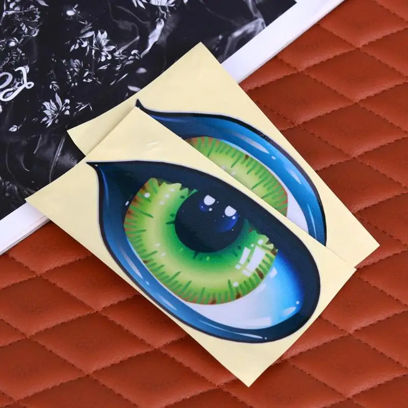 1 пара 3D забавных светоотражающих зеленых кошачьих глаз автомобильные наклейки