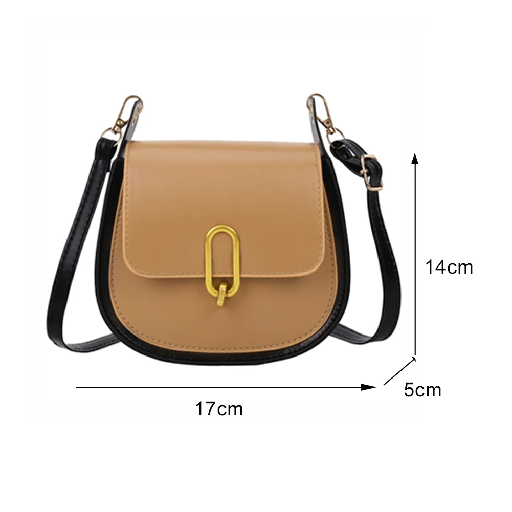 

Fashion Women Color Splicing Messenger Bag PU Leather Ladies Casual Shoulder Bag Vintage Small Saddle Crossbody Bag