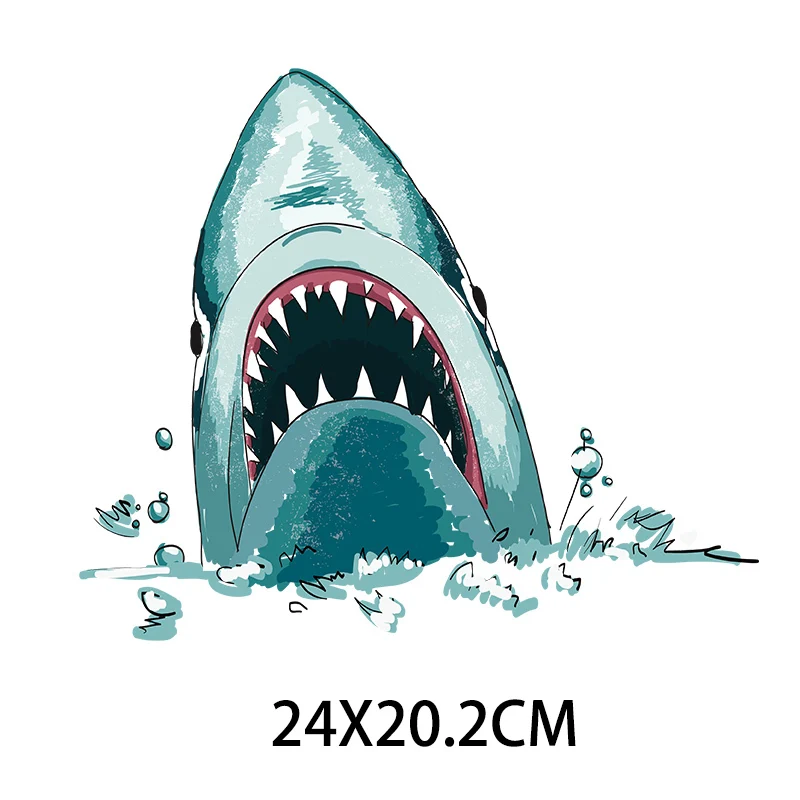 Термонаклейки с мультяшными животными акулами надписями для самостоятельного