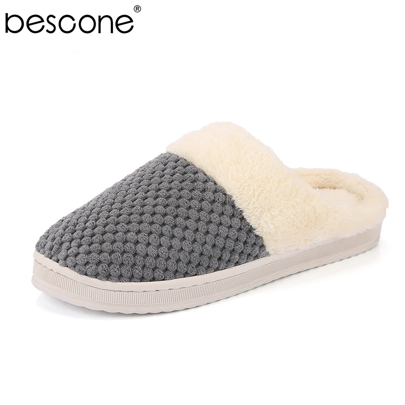 BESCONE/зимние мужские тапочки теплая хлопковая домашняя Нескользящая простая