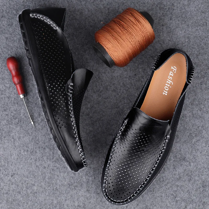 

Spring Men Shoes Casual Breathable Soft Mens Loafers Light Genuine Leather Shoes Flats Fashion Driving Shoes Zapatillas Hombre