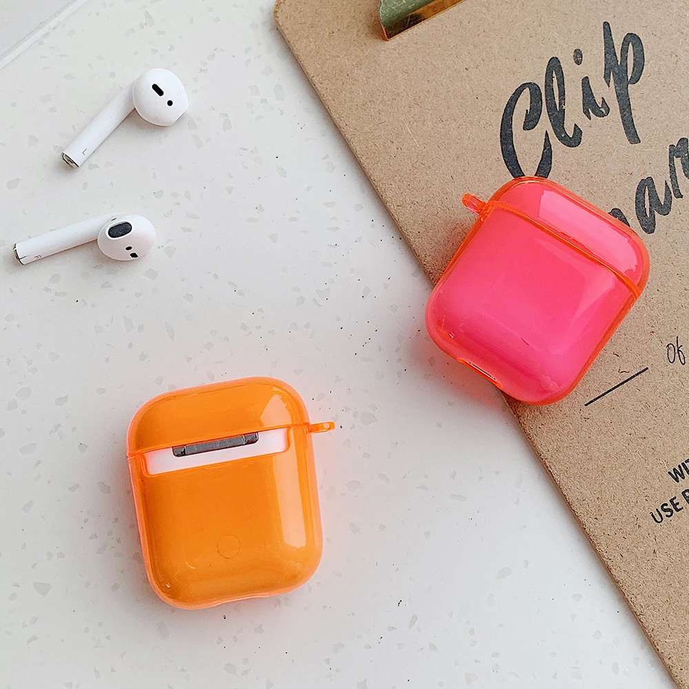 Флуоресцентный цветной чехол для наушников Apple Airpods Pro 3 2 1 беспроводных Жесткий