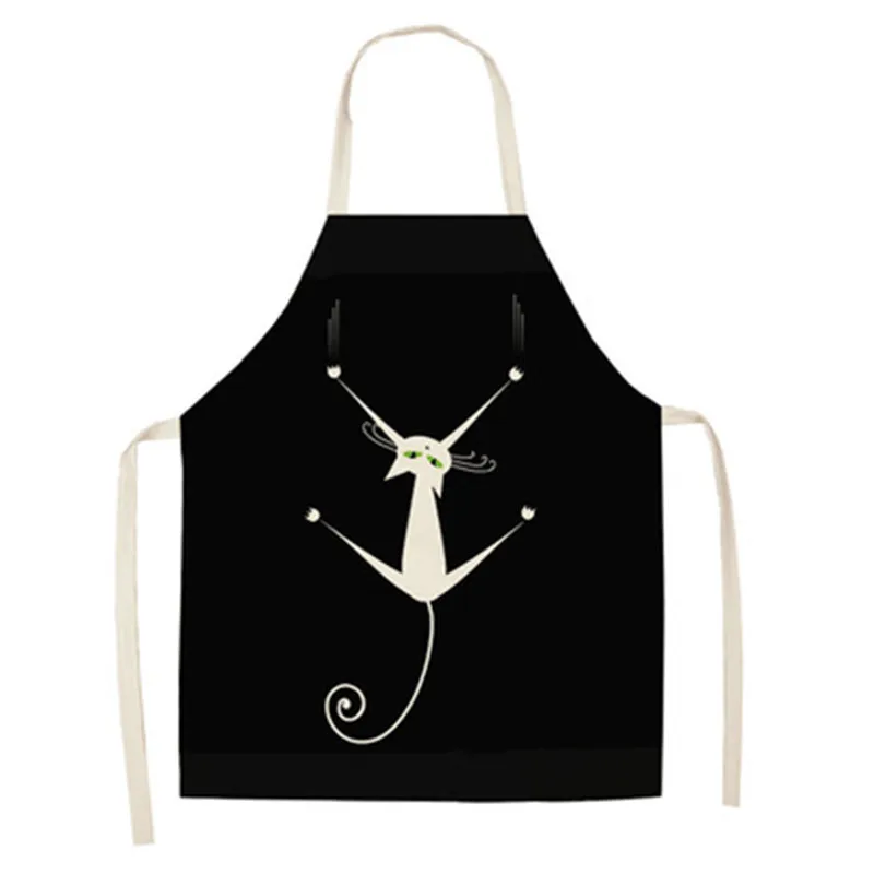 Cartoon Cat printing Apron Cotton and linen Creative Antifouling modern Simple living room clean kitchen Cooking oil-proof apron | Дом и сад