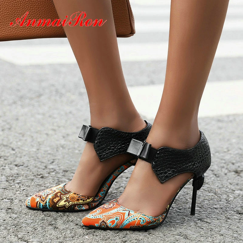 

ANMAIRON 2020 Pointed Toe Elastic Band High Heels Basic Synthetic Spring/Autumn Women Shoes High Heel Luxury Shoes Women 34-43