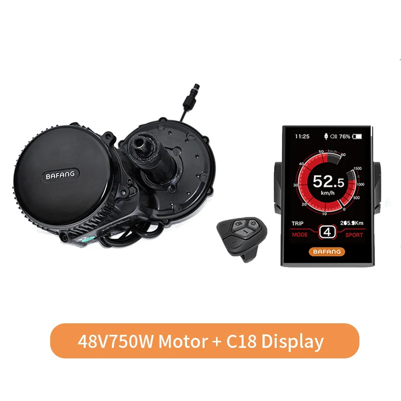 Only Motor with C18 Bafang Mid приводной двигатель BBS02B 48V 750W Electriac Электрический велосипед Conversion Kit с Батарея 48 v/52 в 13AH/16AH/17.5AH литий-ионный аккумулятор, фара для электровелосипеда в Батарея - Цвет: Only Motor with C18