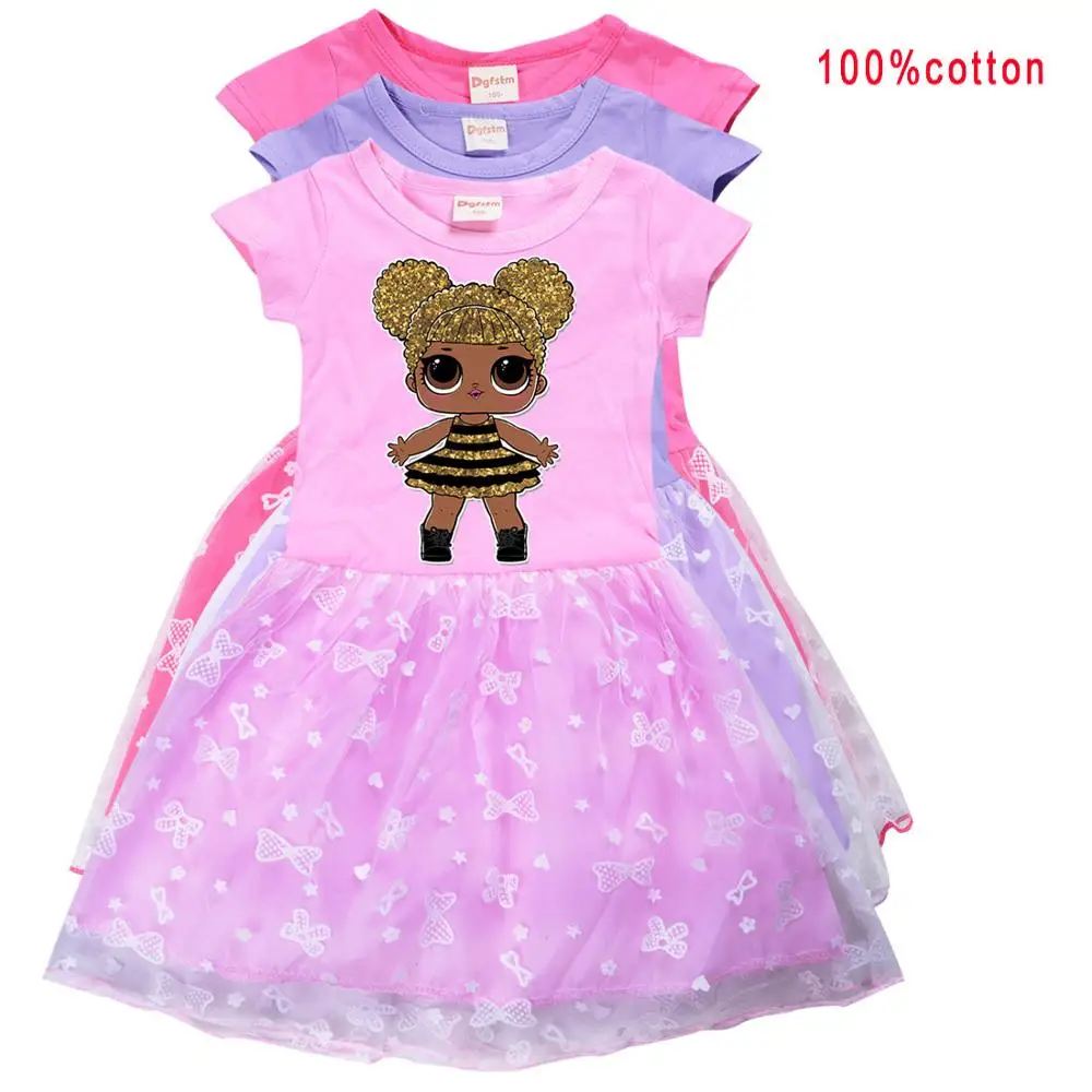 Фото Детская хлопковая рубашка LOL Surprise Doll для девочек Сетчатое платье принцессы с