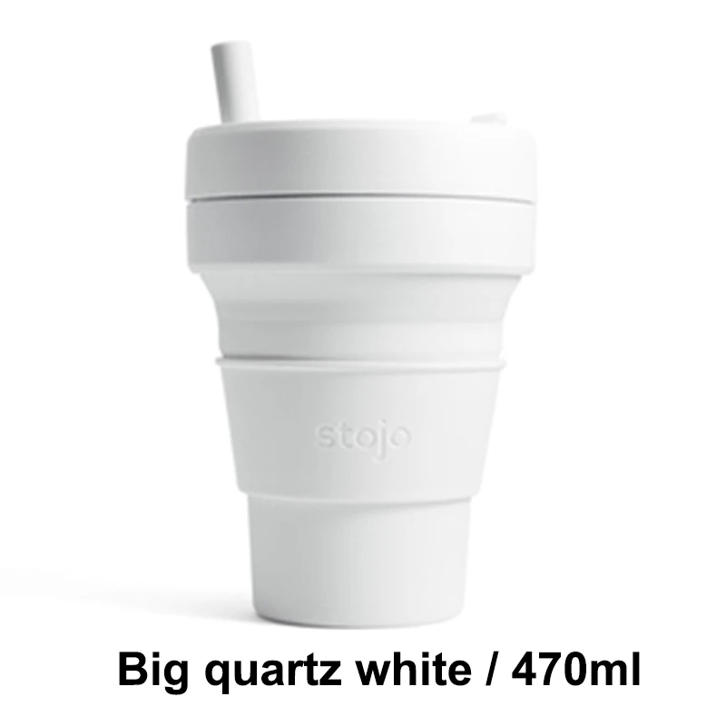 big quartz white 470 STOJO CUP Складная Силиконовая портативная силиконовая кофейная чашка многофункциональная Складная силиконовая чашка для офиса и путешествий - Цвет: big quartz white 470