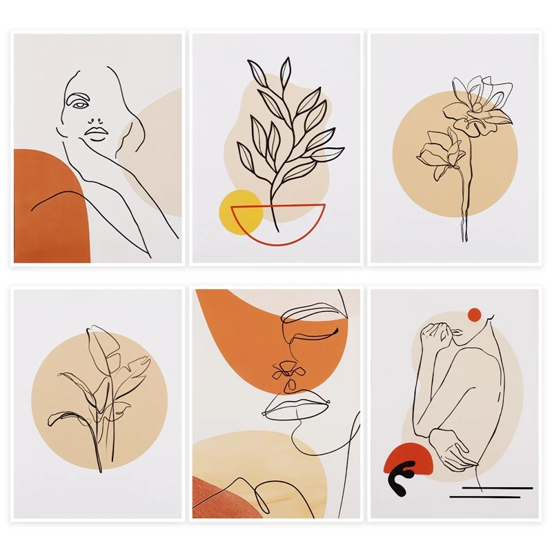 6 шт. абстрактная картина для рисования леди домашний декор скандинавский холст