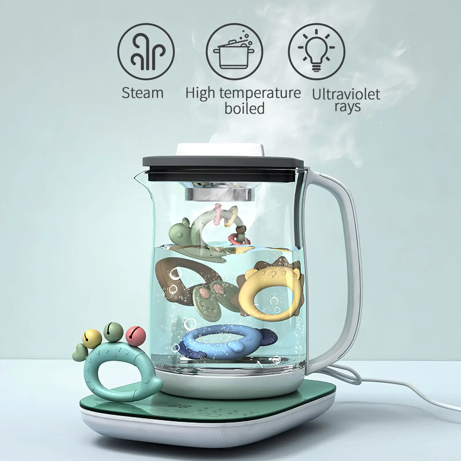 

13PCS Baby Teether Rattle Cartoon Shape Theething Training Toys Food Grade Safety Grab Shaker with Whale Storage Box for Infant