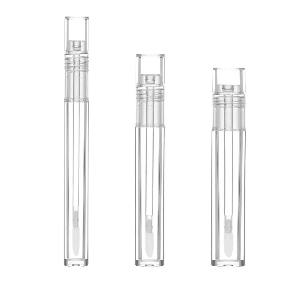 

1PCs 5ml 3.5ml 1.6ml Round Transparent Empty Lip Gloss Tubes Refillable Lip Glaze Lip Balm Bottles With Rubber Inserts 3 Size