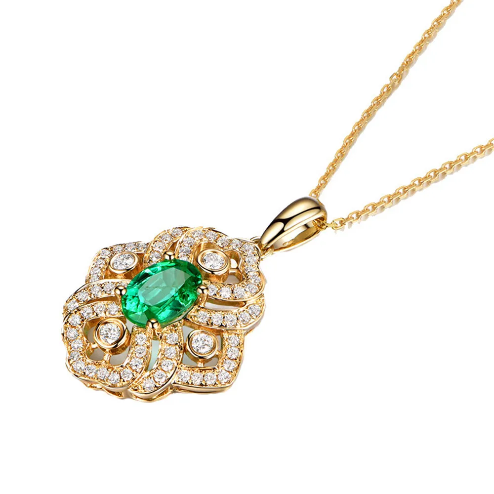 Изумруды в виде кулона ожерелья для женщин femme 18k Золото Тон колье цепи вечерние