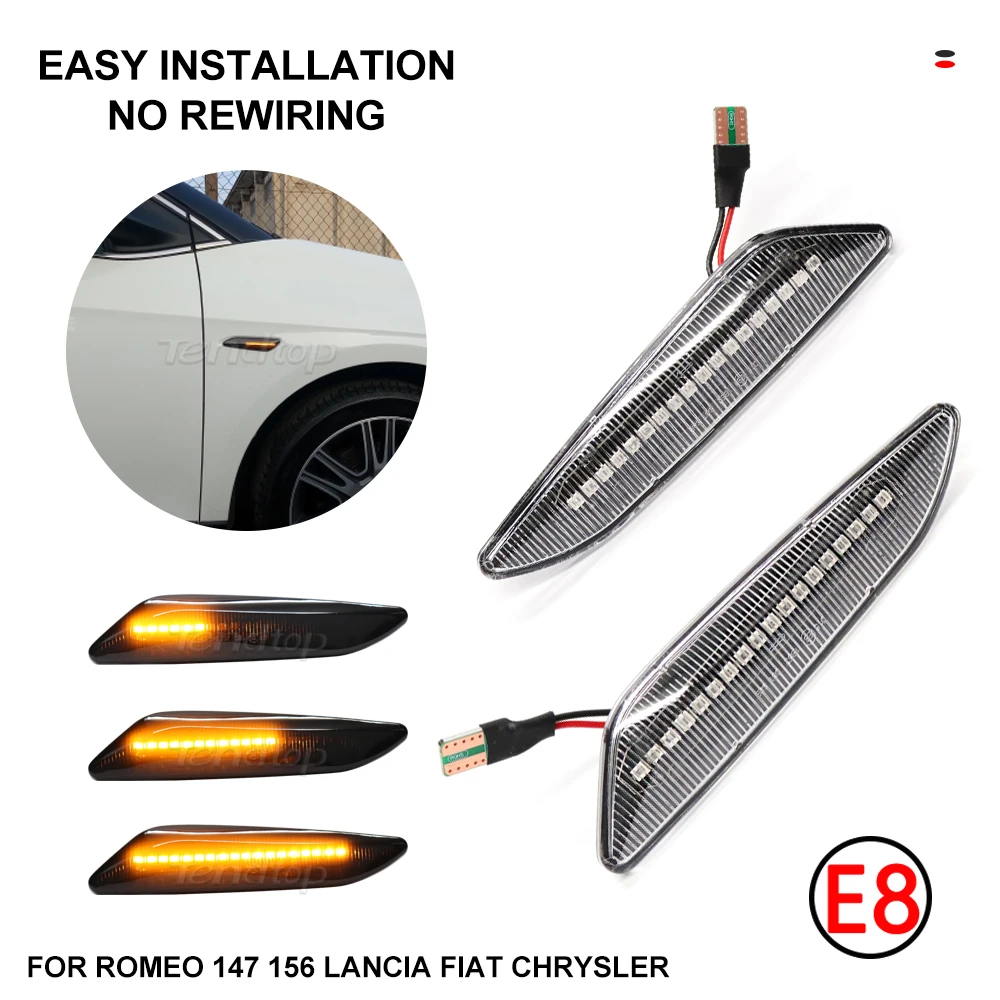 

For Lancia Delta MK3 Typ 844 2008-2014 For Alfa Romeo 156 147 LED Dynamic Turn Signal Light Flowing Water Side Marker Indicator