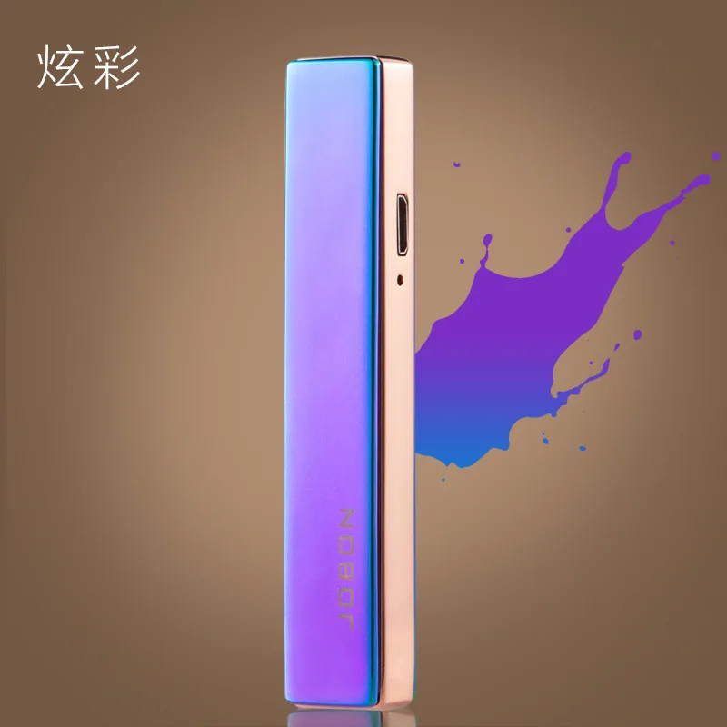 

Usb Rechargeable Flameless Thunder Metal Ultra-thin Lighter Latest Electronic Lighter Pull-down Windproof Men Cigarette Lighter