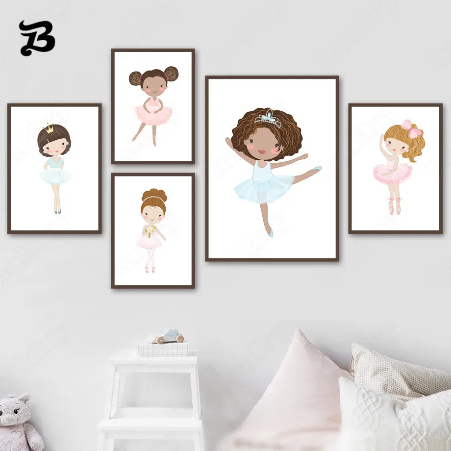 

Canvas Painting Cute Ballet Little Girls Nursery Wall Art Minimalism Canvas Posters and Prints for Baby Kids Room Home Decor