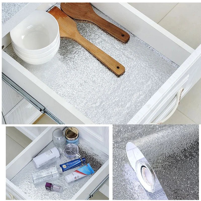 60x500 см масло для кухни-водонепроницаемая наклейка s алюминиевая фольга для кухни плита Шкаф самостоятельно наклейки на стену DIY обои