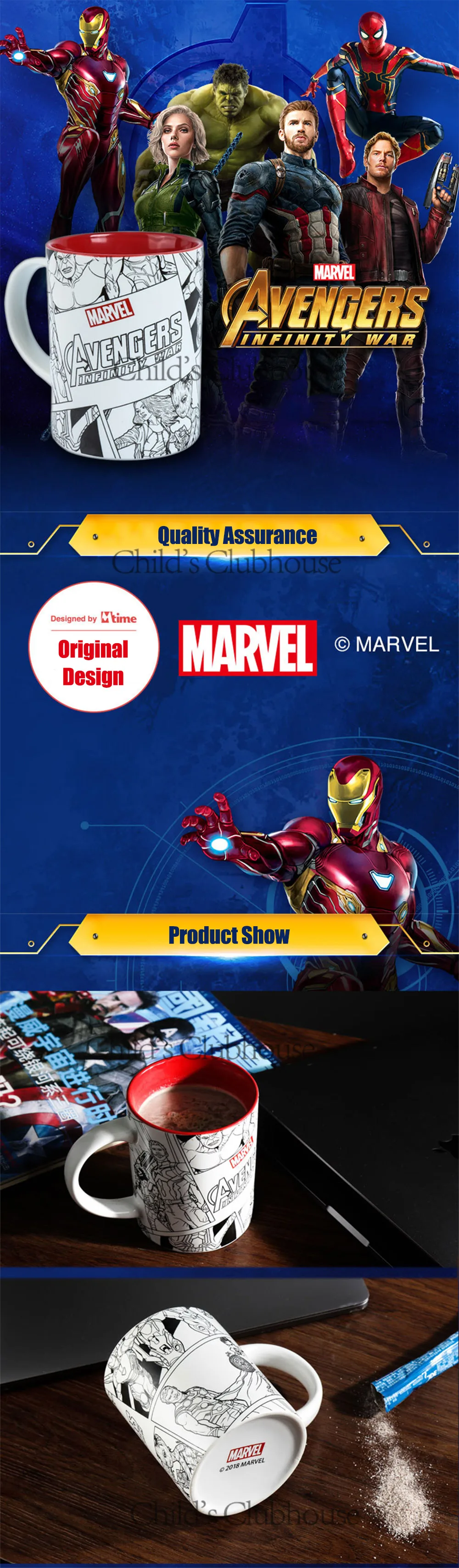 Disney кружка Marvel Мстители 4 креативная керамическая кружка подарки 520 мл кофейная кружка офисные молочные стаканы Человек-паук ретро стекло для воды