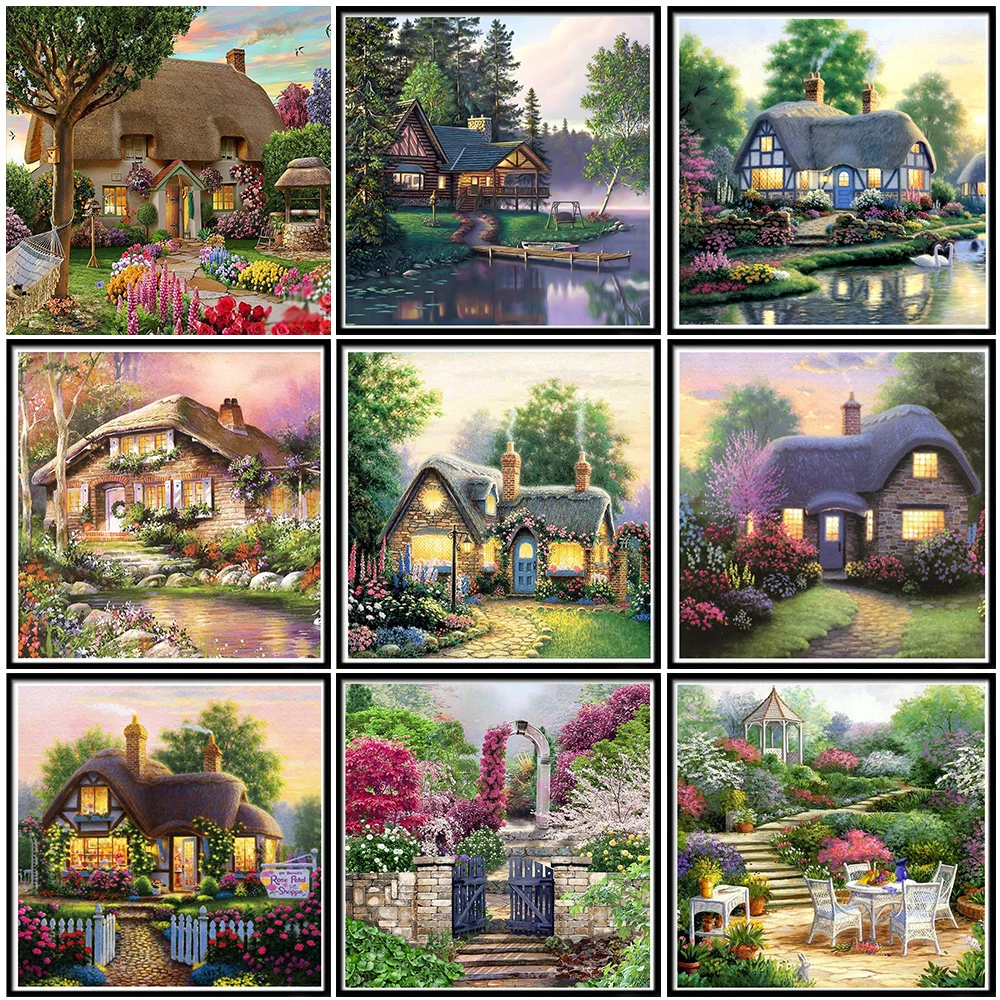 

5D DIY new diamond paintings full of diamonds landscapes cottages diamond paintings rhinestone embroidery cross stitch home deco