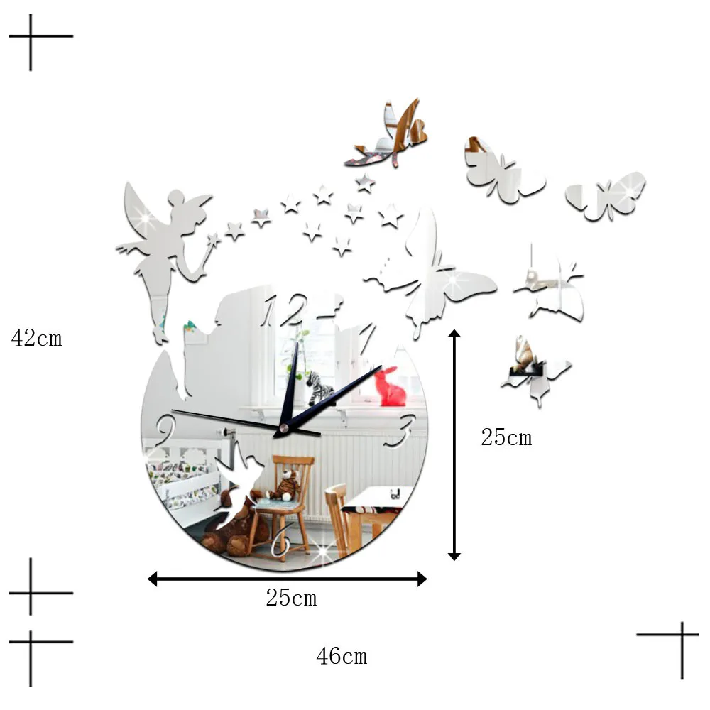 Настенные часы с волшебной палочкой фоновые зеркальные для кабинета спальни