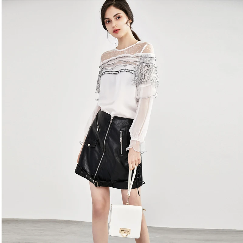 HStar 2020 Blouses Shirt Tops Office sutumn Ladies Streetwear Girls Vintage Elegant Sweet Crop Casual lace women Top |
