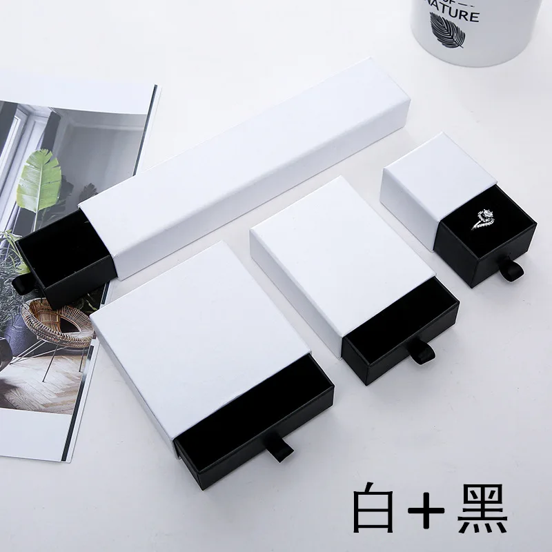 Шкатулка для ювелирных украшений черно-белый ящик колец сережек ожерелий