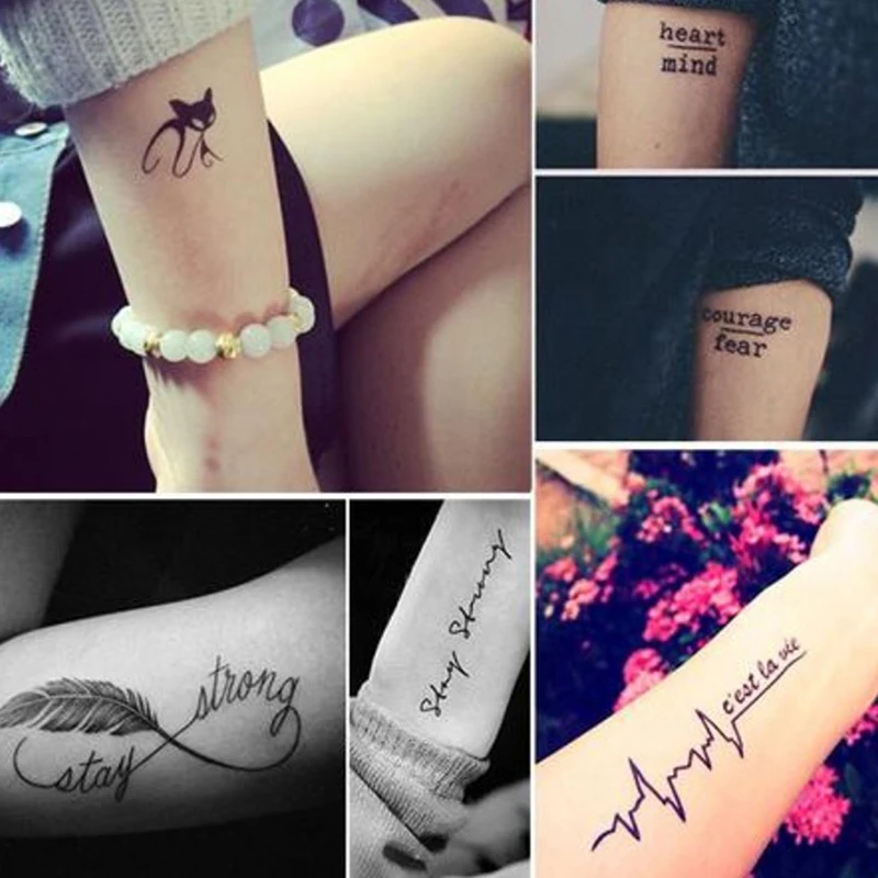 

10pcs English Letter Waterproof Temporary Tattoos Sticker Women Men Arm Fake Body Art Kids Adult Hand Tattoo Sticker