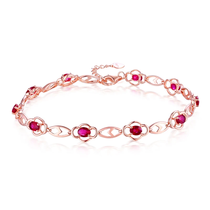 Женские браслеты MAQ из чистого золота 18 карат с натуральным Рубином/сапфиром