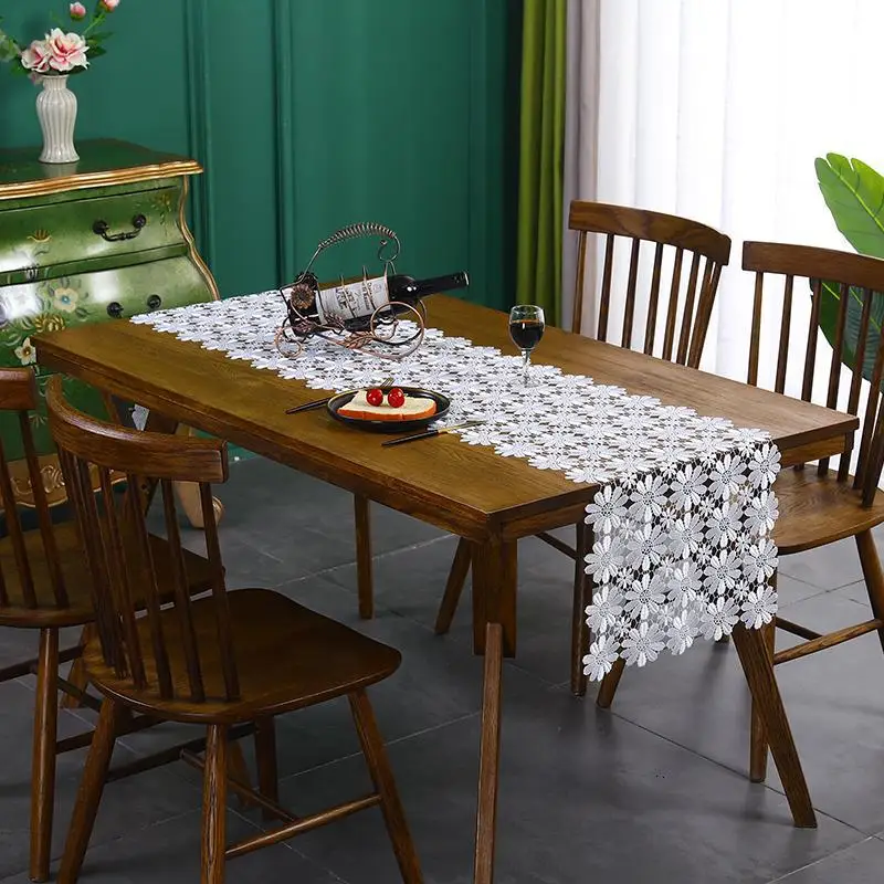

Lace Table Runner White Lace Flower Table Cloth Table-runner for Dining Table Coffee Table Wedding Decoration Bed Runner