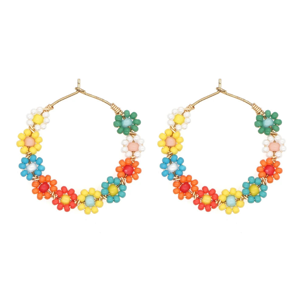 

Go2Boho 2021 Statement Daisy Earring Miyuki Beads Colorful Flower Hoops Earrings for Women Handmade Ear Ring Summer Jewelry