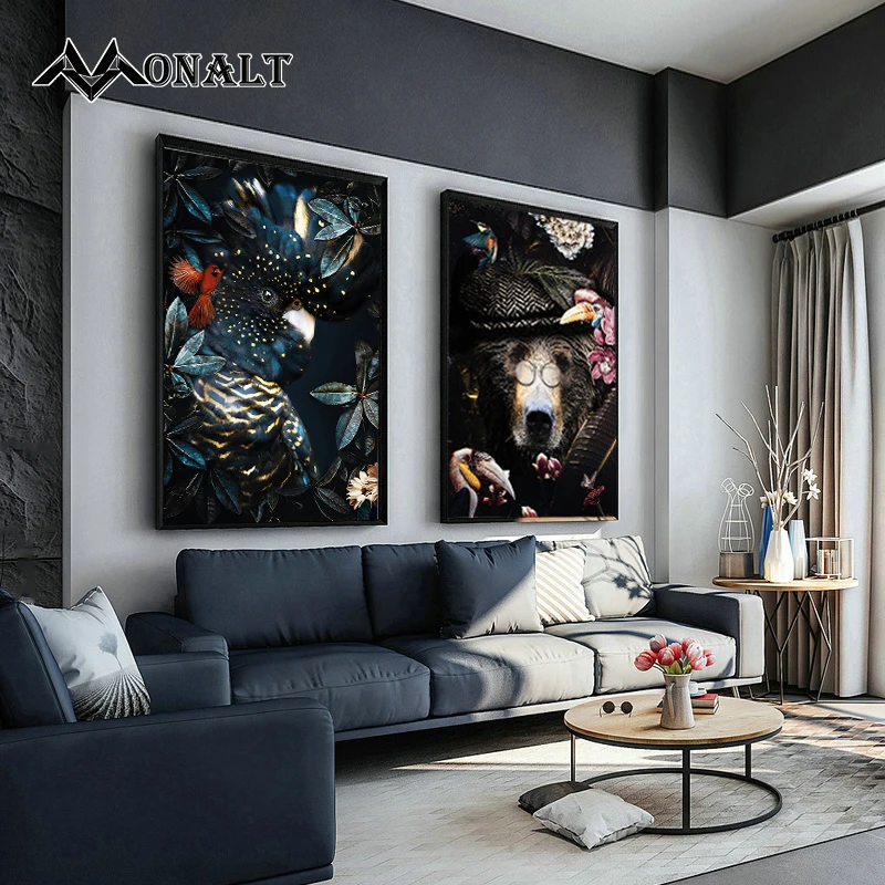 Холст для живописи HD Тигр Слон плакат со львом Абстрактная живопись животных