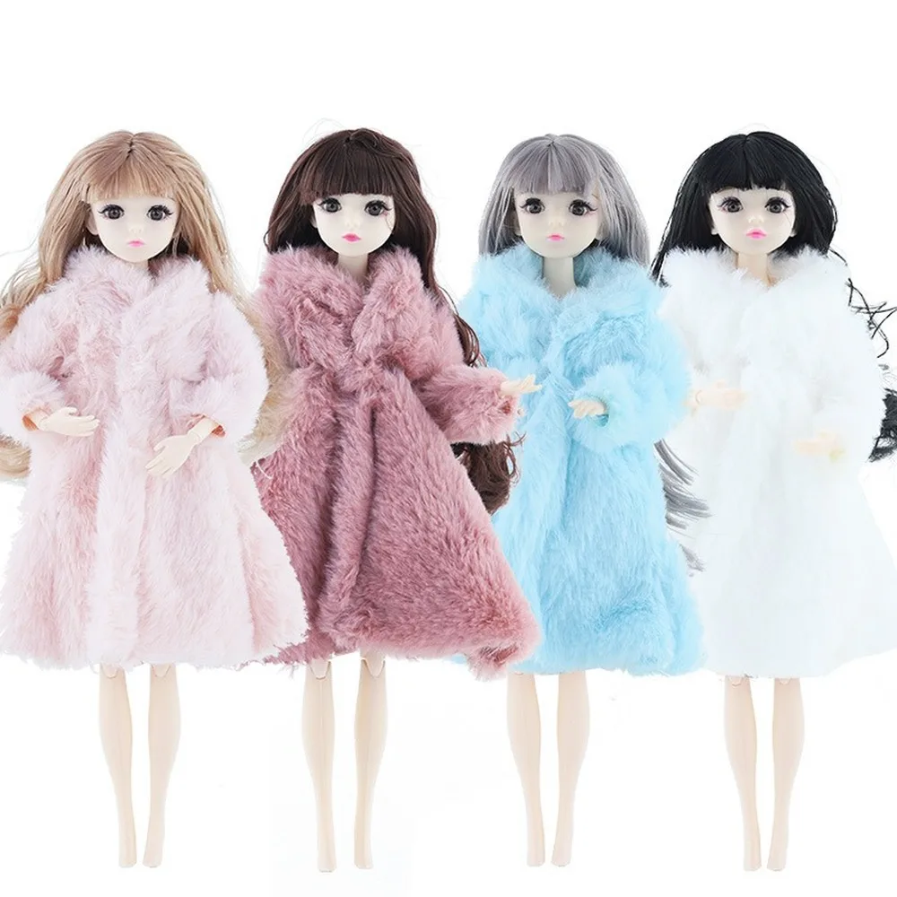 

Multicolor 1 Set Long Sleeve Soft Fur Coat Tops Dress Winter Warm Casual Wear Accessories Clothes for Barbie Doll Kids Toy