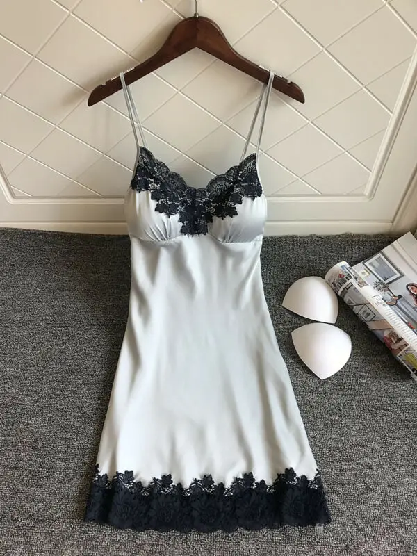 Женское сексуальное шелковое атласное кружевное нижнее белье Babydoll ночная