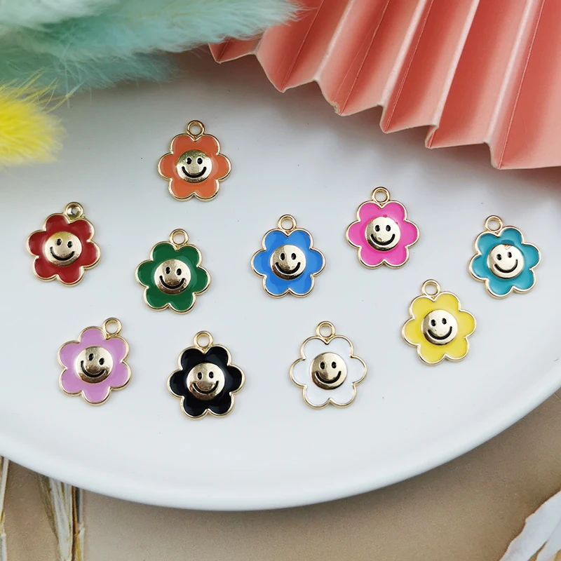 20 шт. эмалированные подвески для браслета в виде маленьких цветов | Украшения и