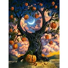 Алмазная живопись с изображением тыквы, дерева 5D, сделай сам, мультяшная вышивка на Хэллоуин, Набор для вышивки крестиком, тыква стразы, домашний декор