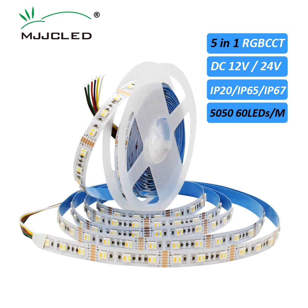 RGBWW LED Strip 12V Ribbon 24V DC SMD 5050 5M 5in1 IP65 Waterproof Flexible RGB Tape CCT RGBW RGBCCT Lights for Room | Освещение
